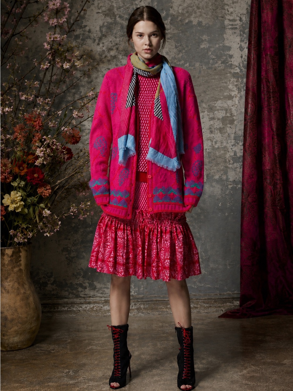 Segrets Sun Prints hand knit cotton ramie brightly coloured cardigan